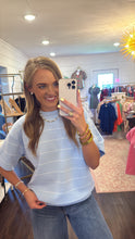 Load image into Gallery viewer, Sage Stripe Baby Blue &amp; White Top
