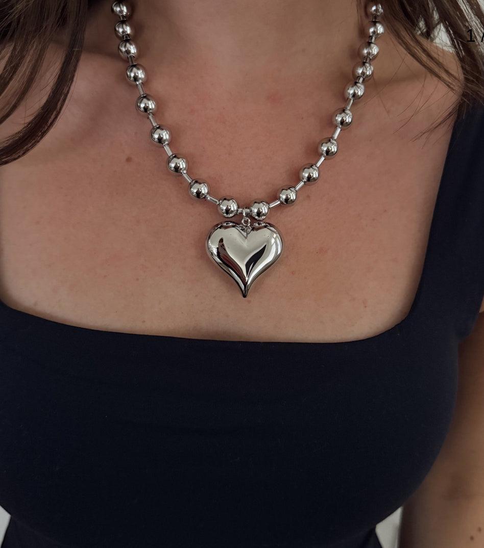 Chunky Silver Bubble Heart