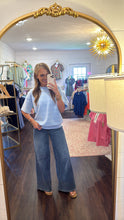 Load image into Gallery viewer, Sage Stripe Baby Blue &amp; White Top
