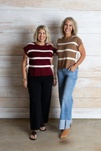 Load image into Gallery viewer, Maroon Stripe Bow Tie Sweater Top
