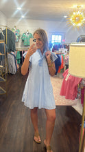 Load image into Gallery viewer, Dusty Blue Gingham Collared Dress
