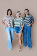 Load image into Gallery viewer, Black &amp; Cream Relaxed Stripe Top
