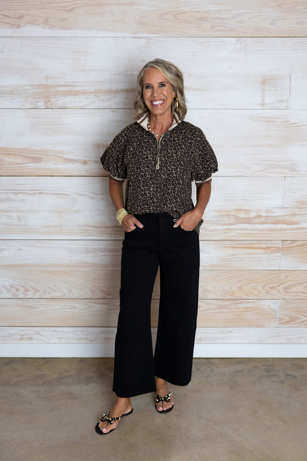 Cheetah Puff Short Sleeve Top