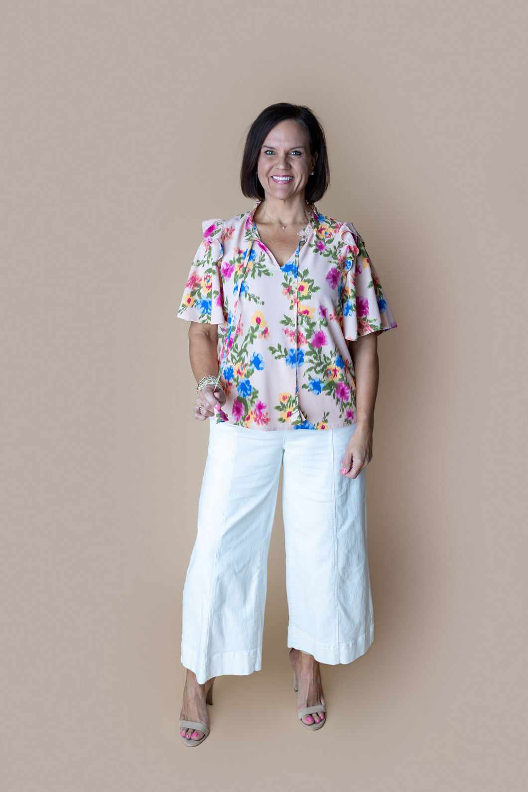 Peach Fancy Floral Top