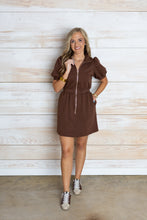 Load image into Gallery viewer, Chocolate Fancy Gold Zipper Dress
