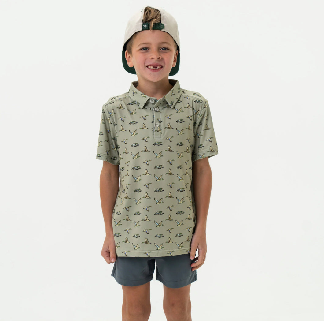 Youth Flying Ducks-Green Polo