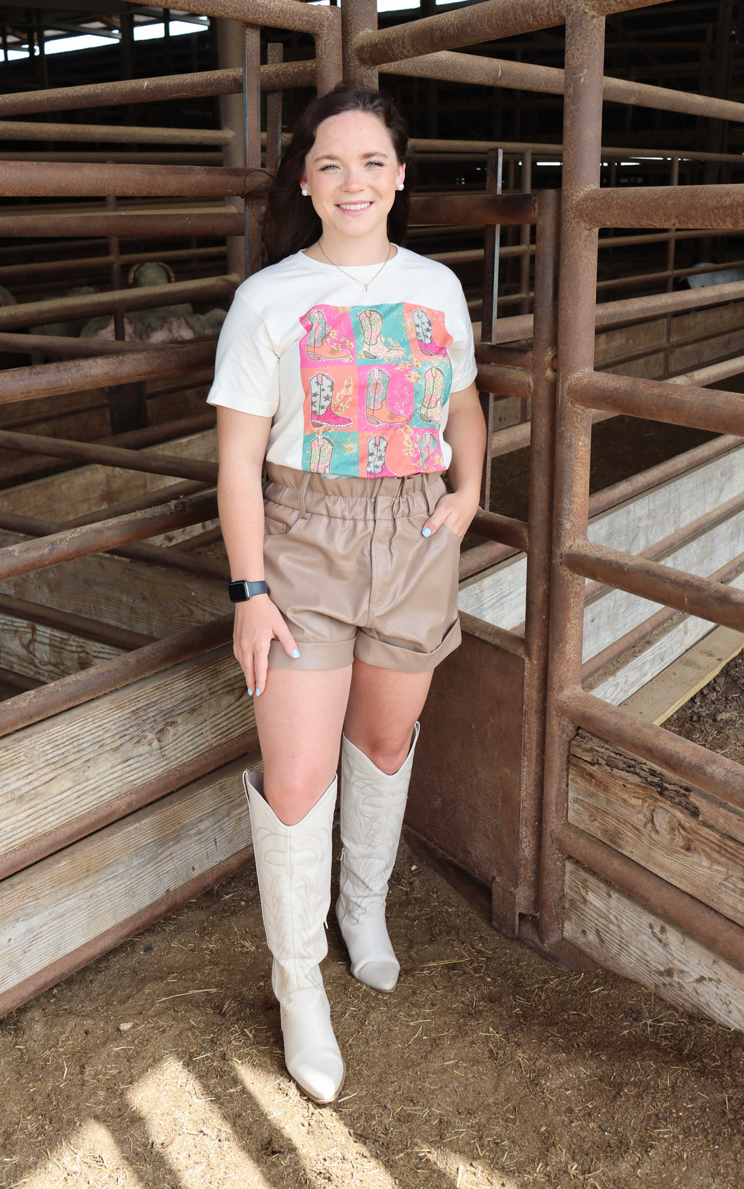 Taupe Leather Shorts