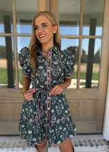 Load image into Gallery viewer, Olive Floral Bow Tie Dress
