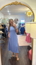 Load image into Gallery viewer, Cassie Lined Dusty Blue Dress
