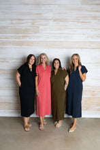 Load image into Gallery viewer, Carson V Neck Navy Maxi Dress
