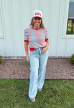 Load image into Gallery viewer, Patriotic Checkered Puff Sleeve Top
