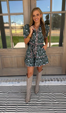 Load image into Gallery viewer, Olive Floral Bow Tie Dress
