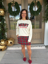 Load image into Gallery viewer, Merry Christmas Plaid Patch Pullover
