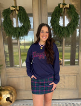 Load image into Gallery viewer, Joyful Plaid Patch Luxe Pullover Top
