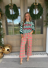 Load image into Gallery viewer, Christmas Gingham Wide Leg Jean
