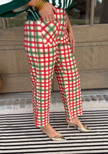 Load image into Gallery viewer, Christmas Gingham Wide Leg Jean
