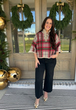 Load image into Gallery viewer, Tan Plaid Half Button Top
