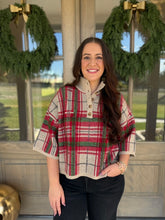 Load image into Gallery viewer, Tan Plaid Half Button Top
