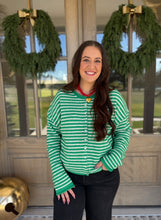 Load image into Gallery viewer, Green Stripe Sweater Top
