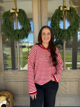Load image into Gallery viewer, Red Stripe Sweater Top
