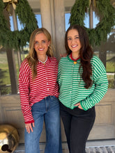 Load image into Gallery viewer, Green Stripe Sweater Top
